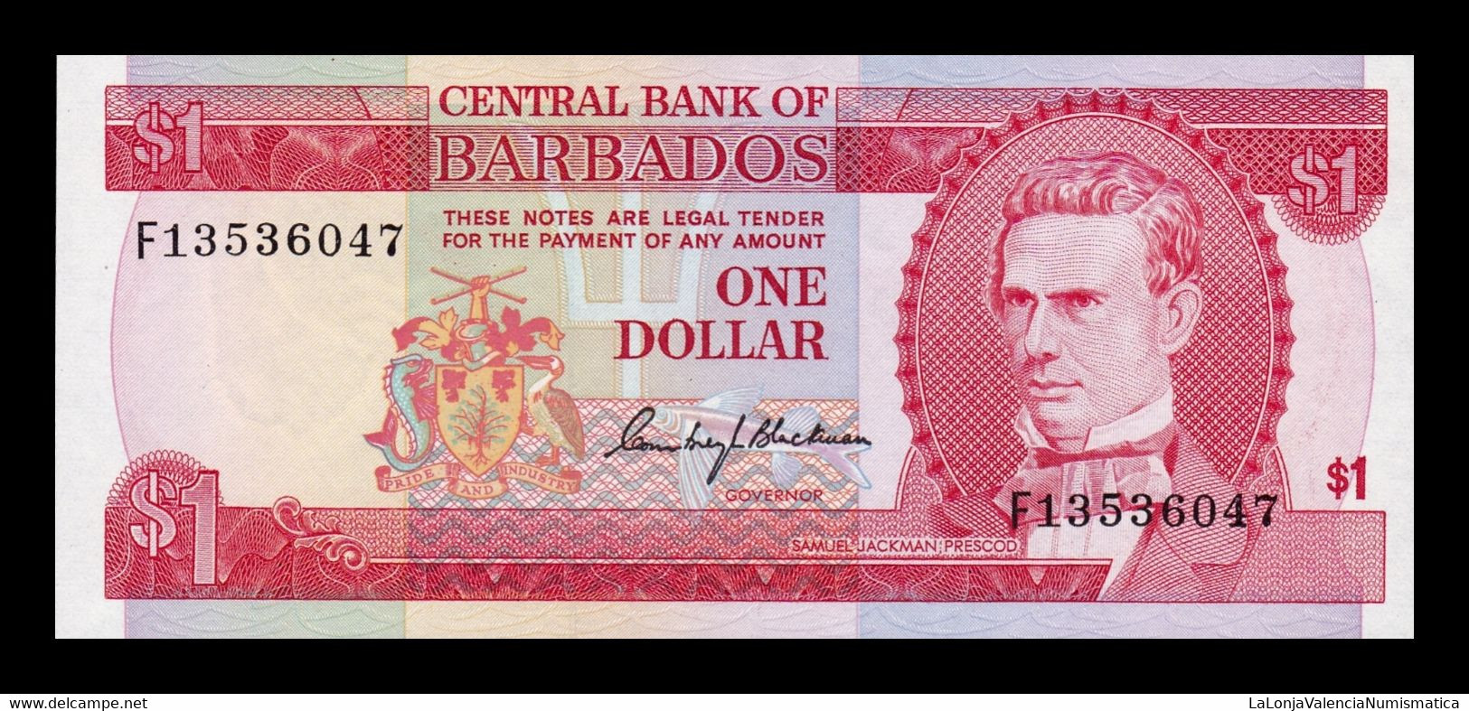 Barbados 1 Dollar Samuel Jackman Prescod ND (1973) Pick 29 SC UNC - Barbades