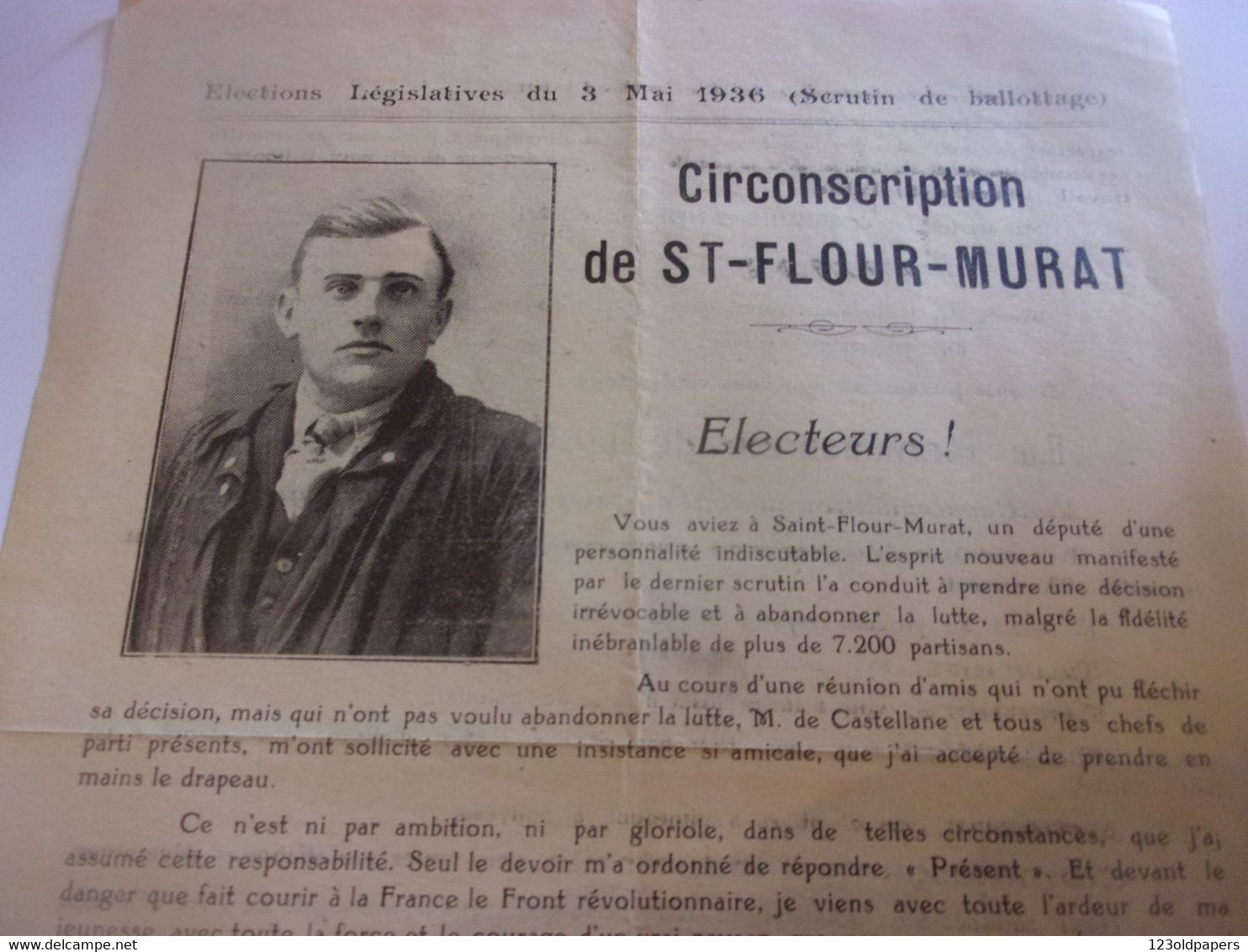 ♥️ LEGISLATIVES 1936 JEAN SAGETTE FARGES DE CUSSAC SAINT FLOUR MURAT CANDIDAT PAYSAN DE CASTELLANE ANTI REVOLUTIONNAIRE - Auvergne