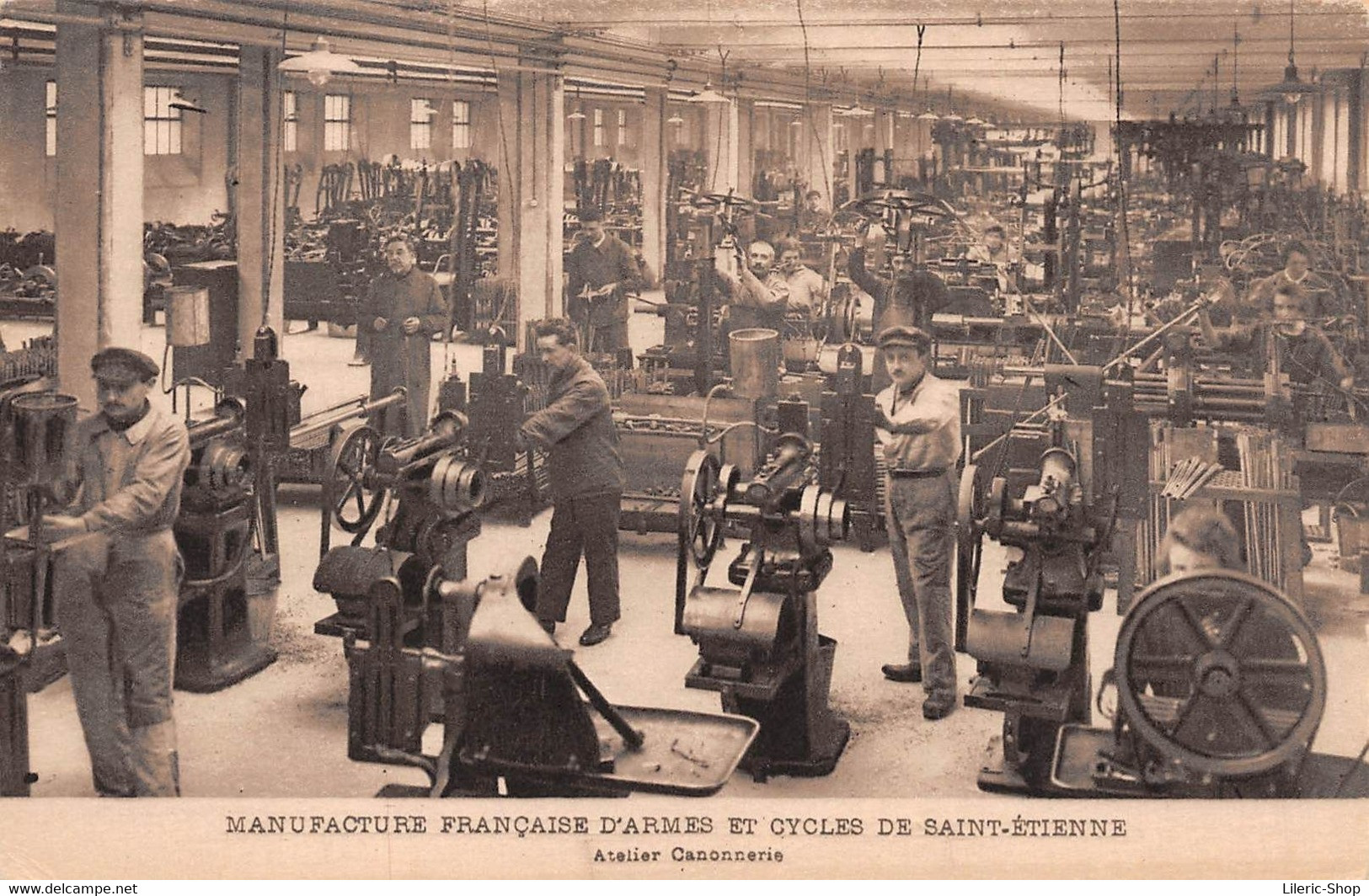 CPA PUBLICITAIRE MANUFACTURE FRANCAISE D'ARMES ET CYCLES DE SAINT-ETIENNE - ATELIER  CANONNERIE # MANUFRANCE # CPA - Saint Etienne