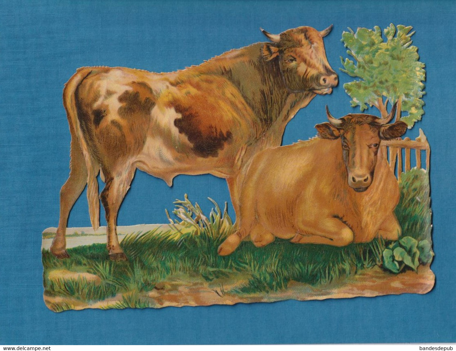 TRES BEAU DECOUPIS GRAND FORMAT Gaufré  Vaches Vache Paisible Au Pré 17 Cm X 23,5 Cm - Animali