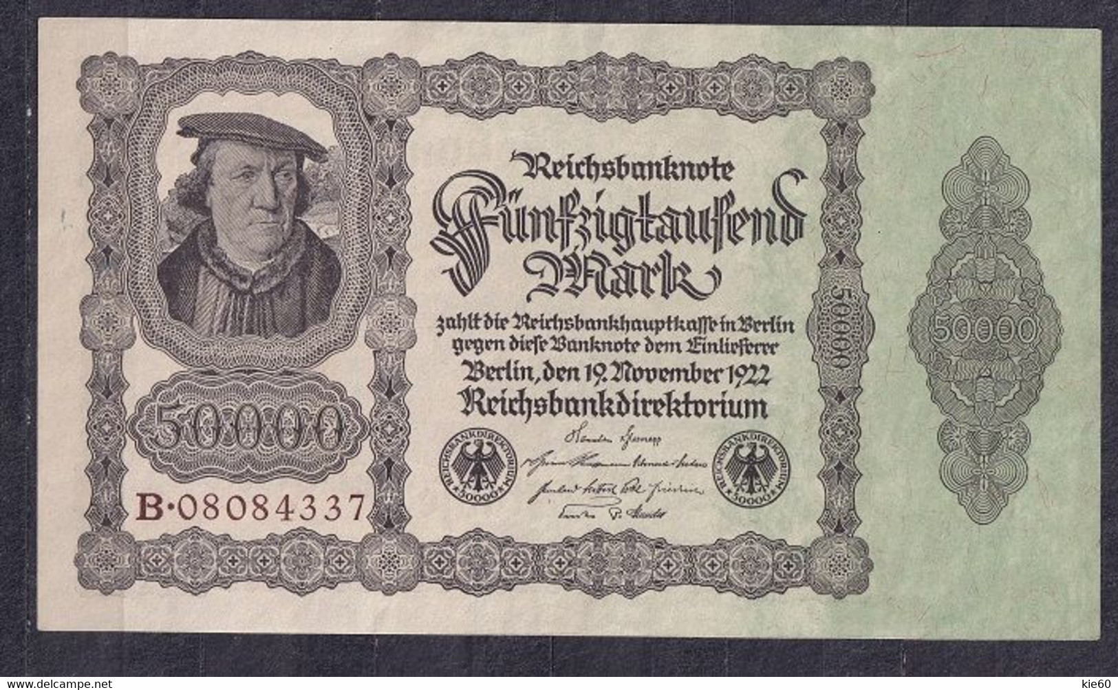 Germany - 1922 - 50 000 Mark . - S B .. P79a1, R79a.. VF+ - 50000 Mark