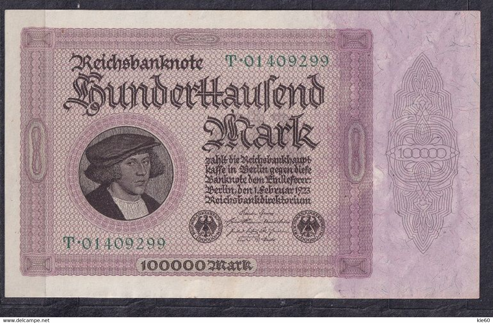 Germany - 1923 - 100 000 Mark  -  S T.. P83a1, R82a.. XF - 100000 Mark