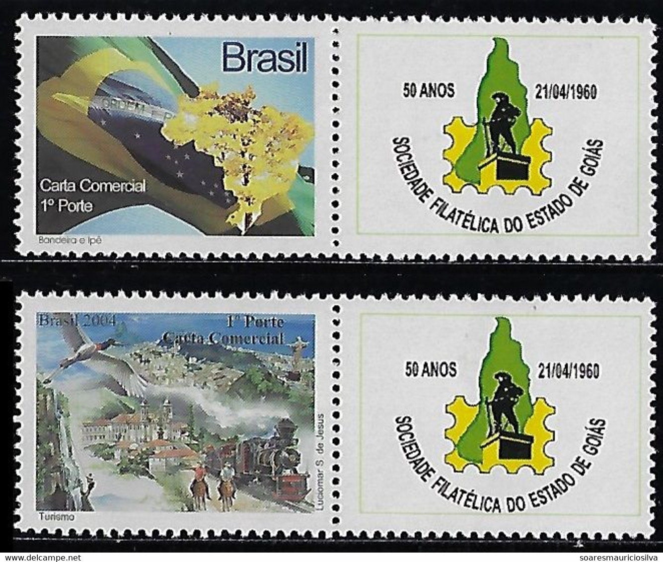 Brazil RHM-C-2598 2853 2 Personalized Stamp tourism Yellow Ipe Tree Flag Issued 2009 Philatelic Society State Of Goias - Gepersonaliseerde Postzegels