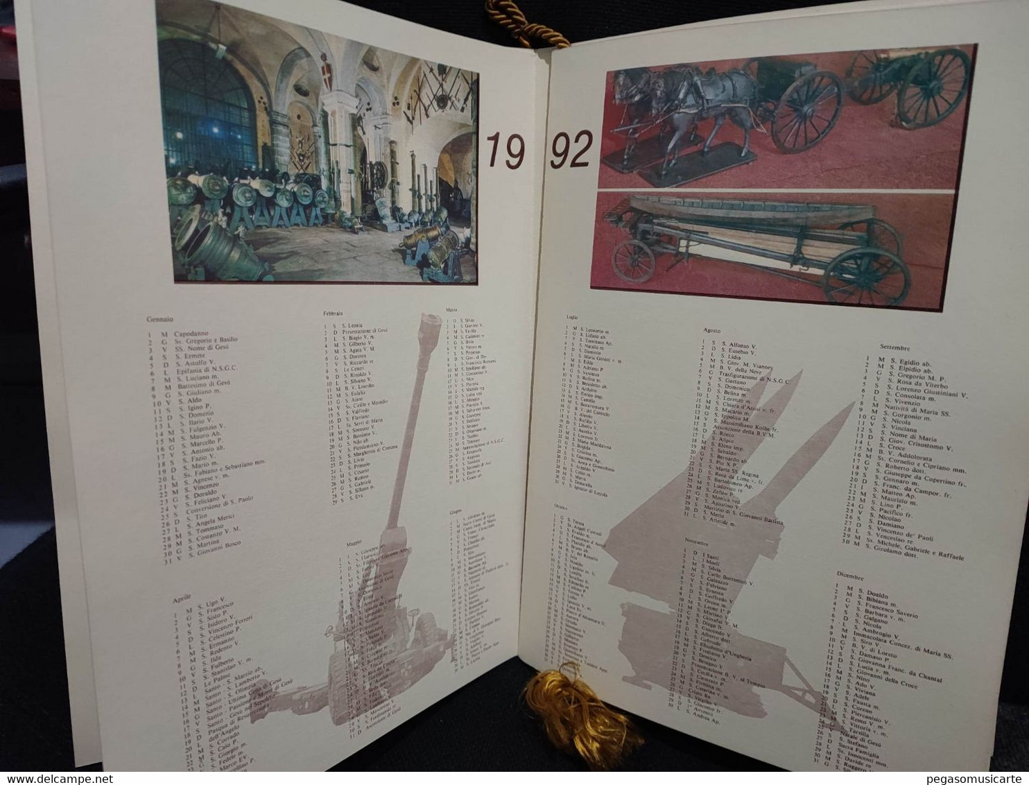 CALENDARIO ARMA DI ARTIGLIERIA 1992 TENENTE GENERALE CAV GIROLAMO ROLANDI - Grand Format : 1991-00