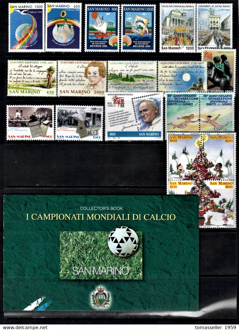 San Marino-1998 Full Year Set -13 Issues (20st.+3 S/s+1 Book.).MNH** - Full Years