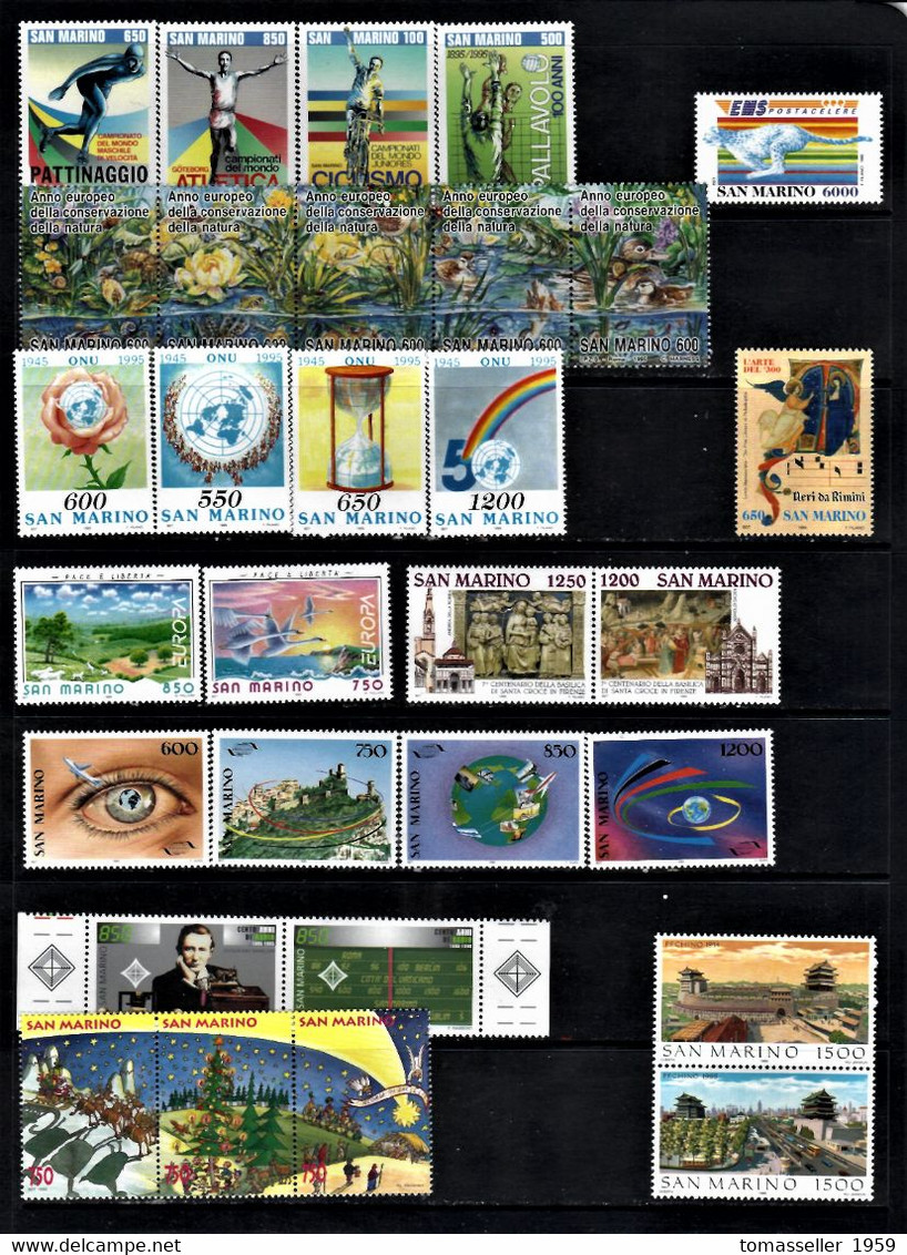 San Marino-13!!! Full Years 1995-2007) Sets -Almost 190 Issues (st.+s/s+booklets).MNH** - Komplette Jahrgänge