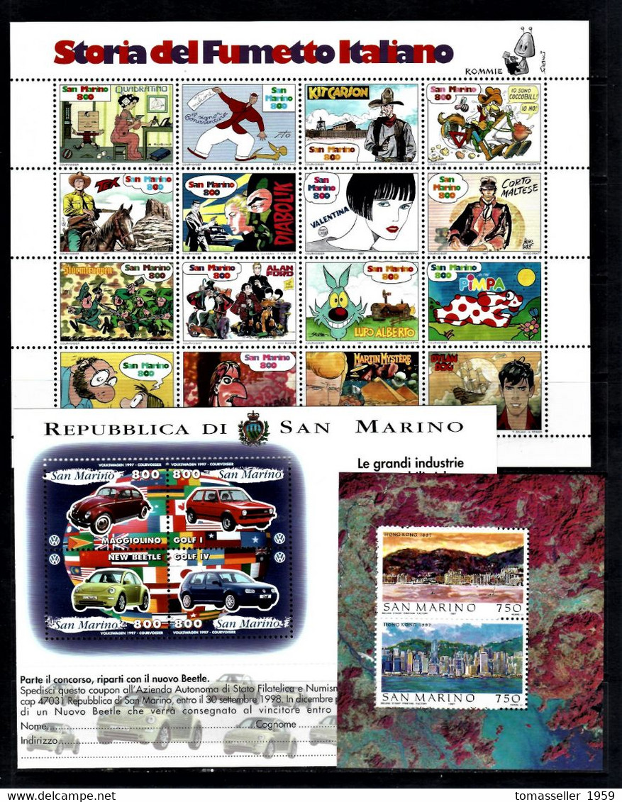 San Marino-13!!! Full Years 1995-2007) sets -Almost 190 Issues (st.+s/s+booklets).MNH**