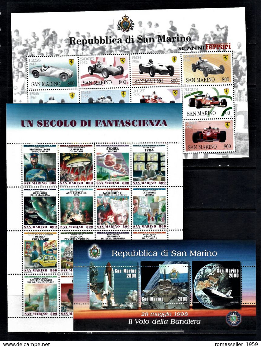 San Marino-13!!! Full Years 1995-2007) sets -Almost 190 Issues (st.+s/s+booklets).MNH**