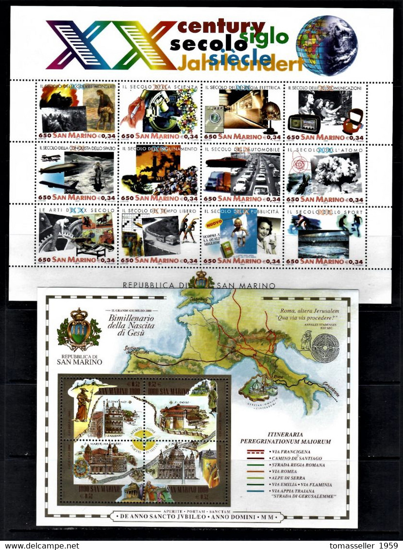 San Marino-13!!! Full Years 1995-2007) sets -Almost 190 Issues (st.+s/s+booklets).MNH**