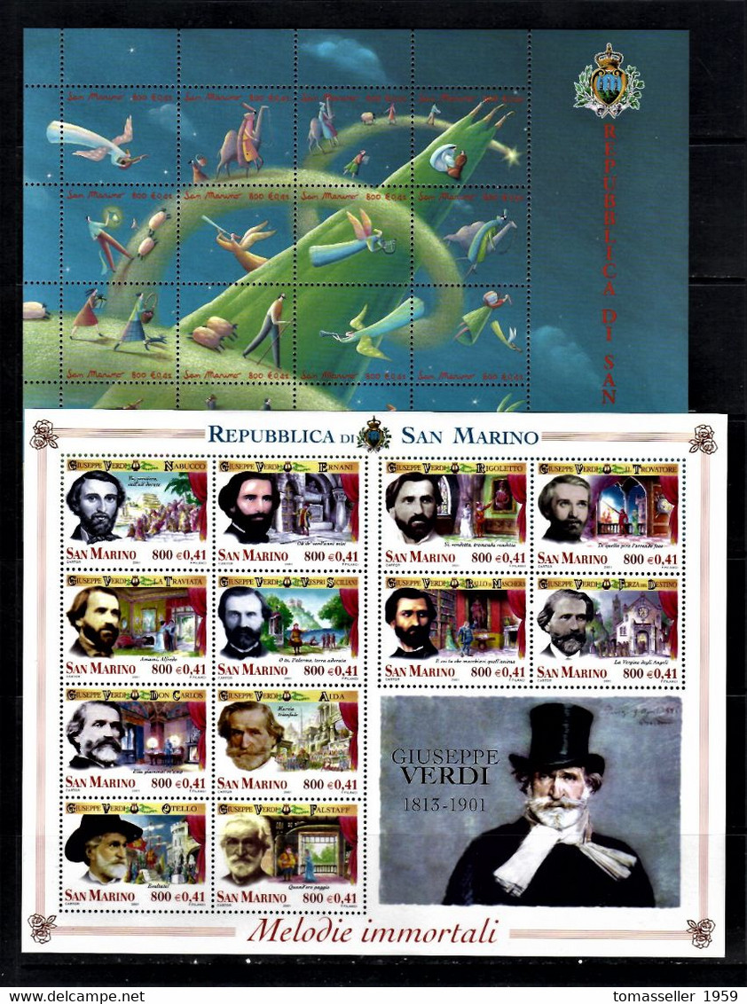 San Marino-13!!! Full Years 1995-2007) sets -Almost 190 Issues (st.+s/s+booklets).MNH**