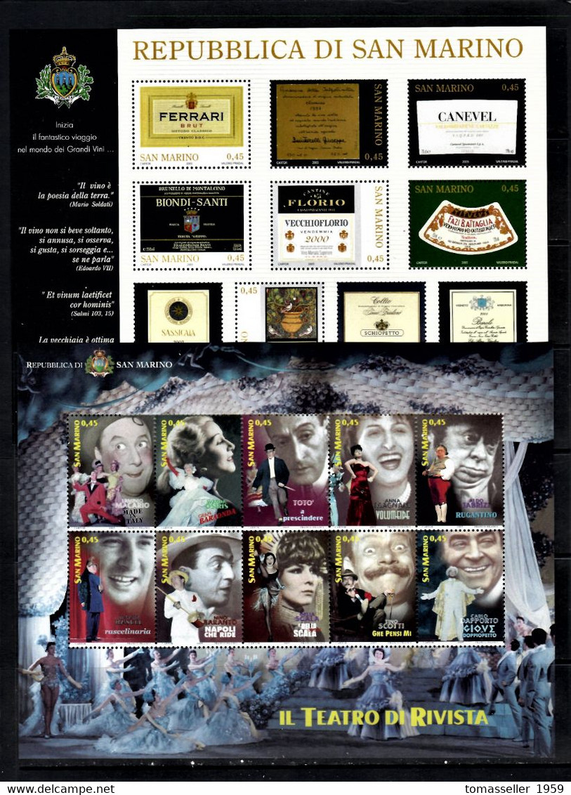 San Marino-13!!! Full Years 1995-2007) sets -Almost 190 Issues (st.+s/s+booklets).MNH**