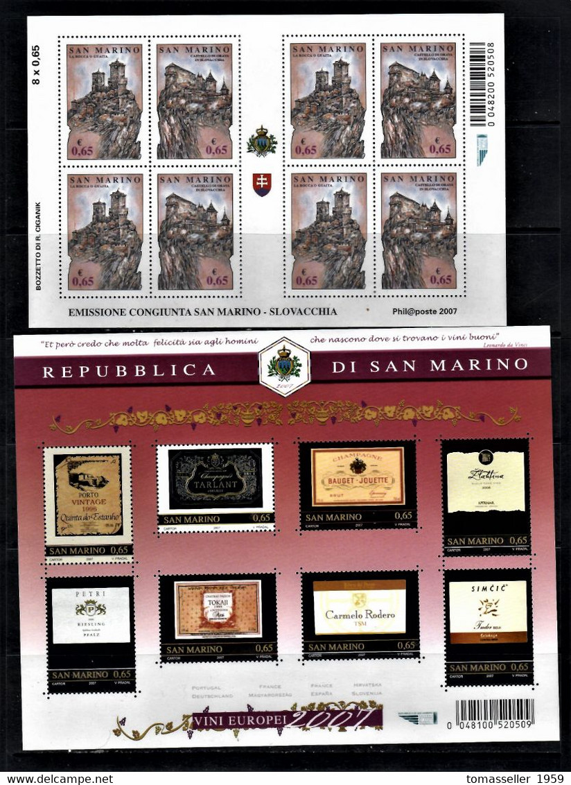 San Marino-13!!! Full Years 1995-2007) sets -Almost 190 Issues (st.+s/s+booklets).MNH**