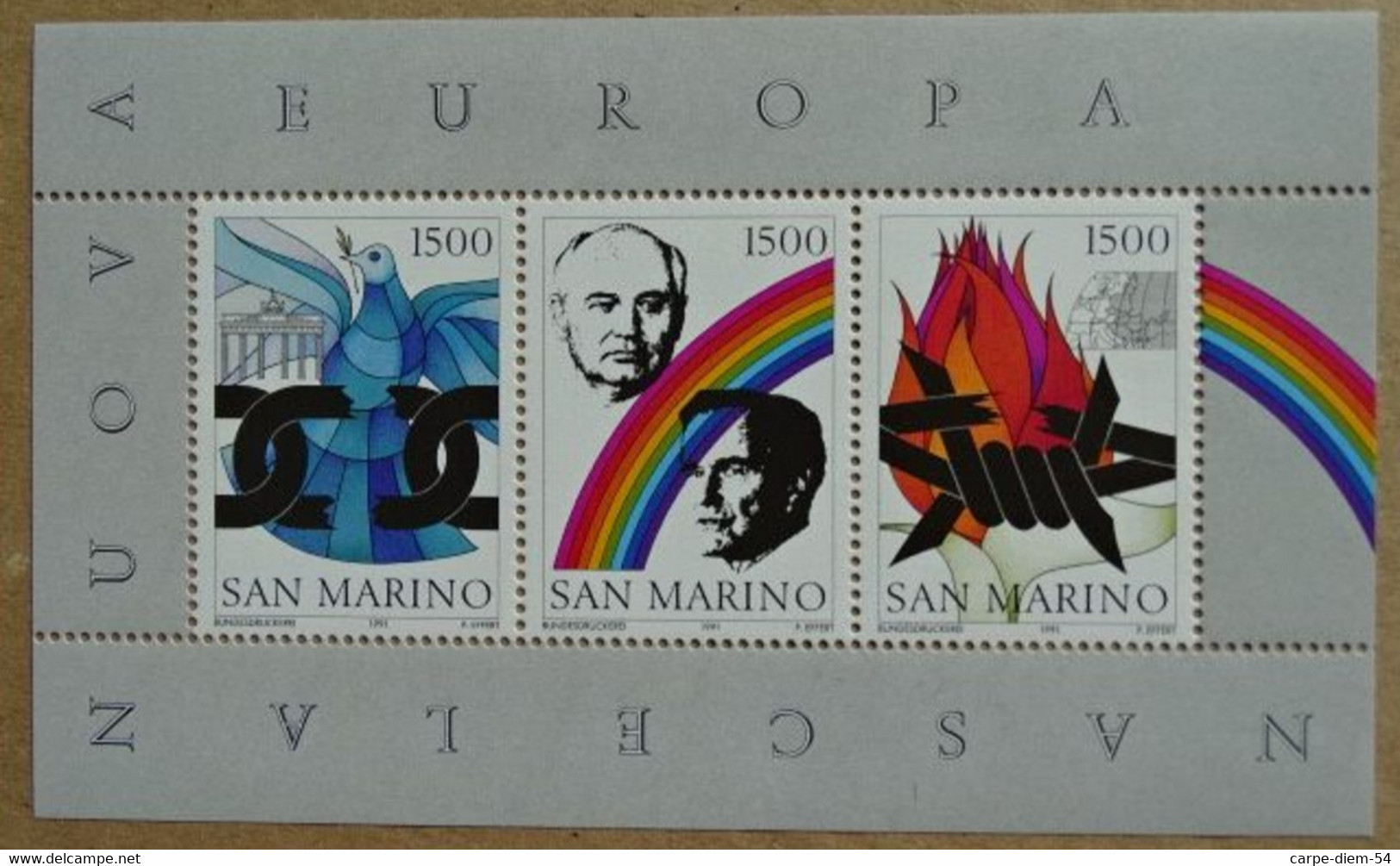 Saint-Marin - Feuillet Neuf Non Oblitéré - Nasce La Nuova Europa - 3 Timbres De 1500 Lires Chacun - 1991 - Blocchi & Foglietti