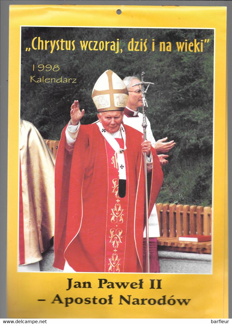 Calendrier 1998 édité Sur Jean Paul II  En Polonais - Grand Format : 1991-00