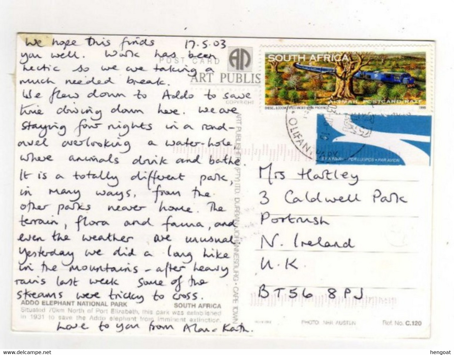Beau Timbre , Stamp  " Train : Locomotive Diesel "  Sur Cp , Carte , Postcard Du 17/05/2003 - Cartas & Documentos