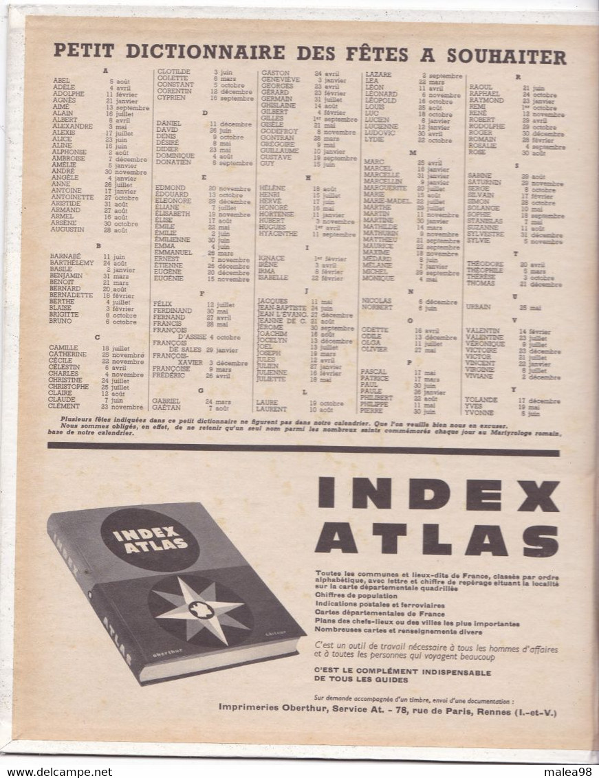 ALMANACH  DES PTT ,  DOUBLE ,,,,1962 DORDOGNE ,FETES A SOUHAITER,,,  INDICATEUR DES PTT ,TABLE DE CALCUL ,,,CARTE  _ , - Grand Format : 1961-70