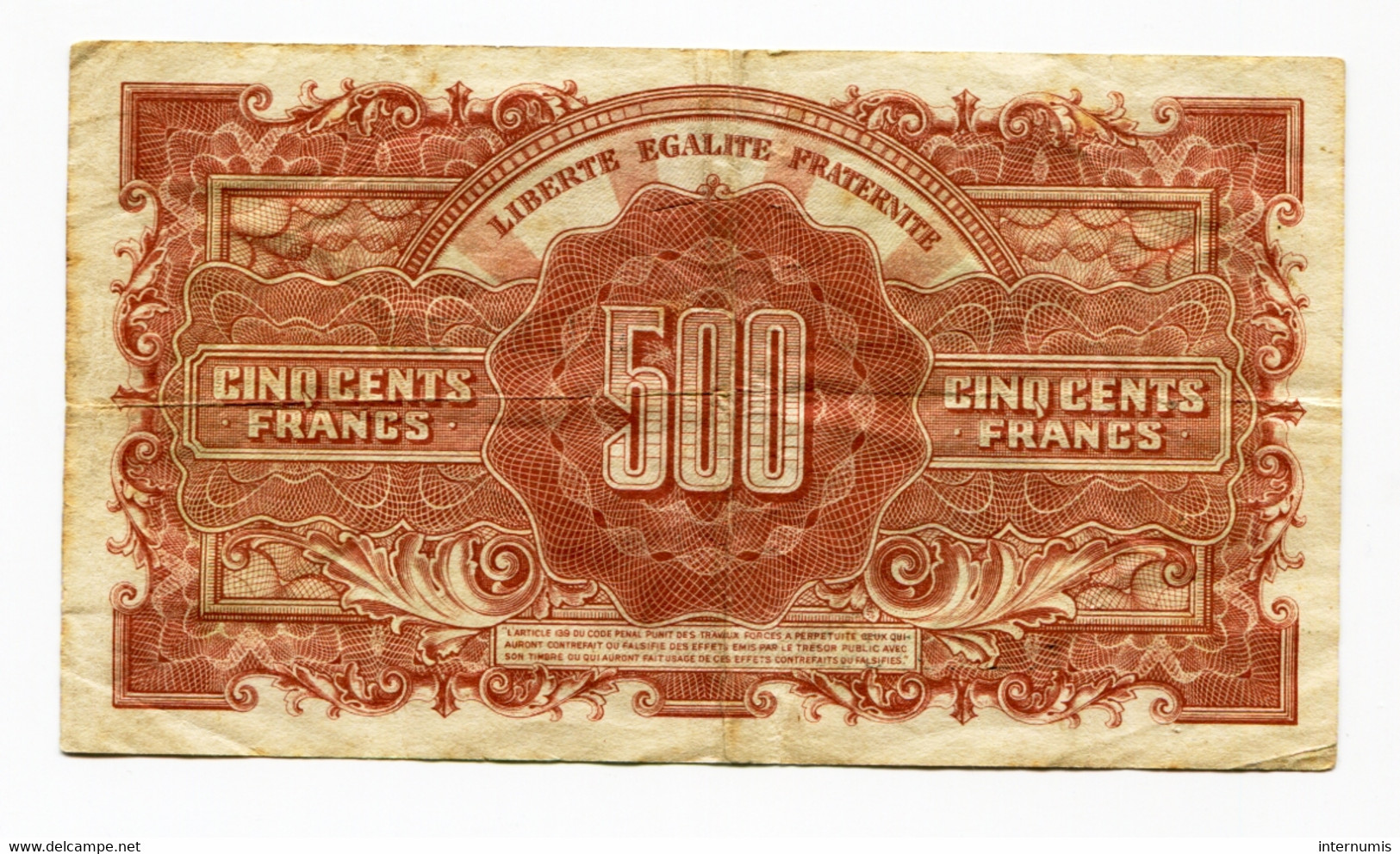 France, 500 FRANCS (Marianne), Type De 1945, N° : 53-L-897345, TB (F), VF.11.01, P.106a, SB#131a - 1943-1945 Maríanne