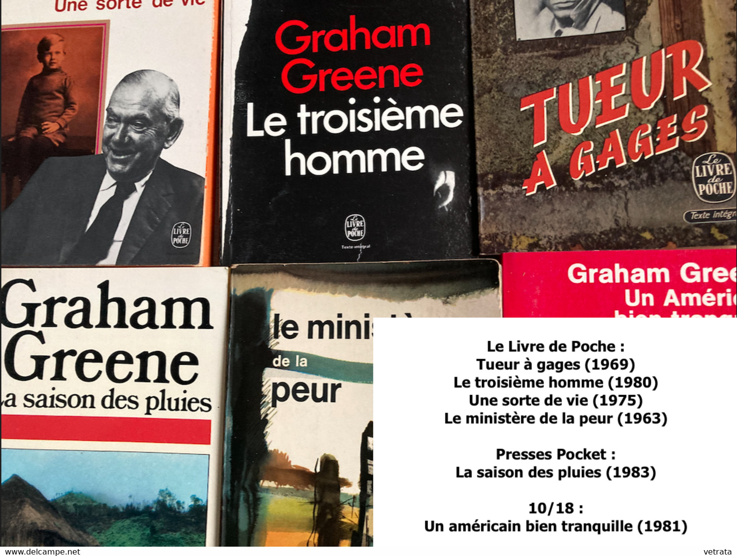 6 Livres De Graham Greene Format Poche (Tueur à Gages-Le 3ème Homme-Une Sorte De Vie-Le Ministère De La Peur-La Saison D - Wholesale, Bulk Lots