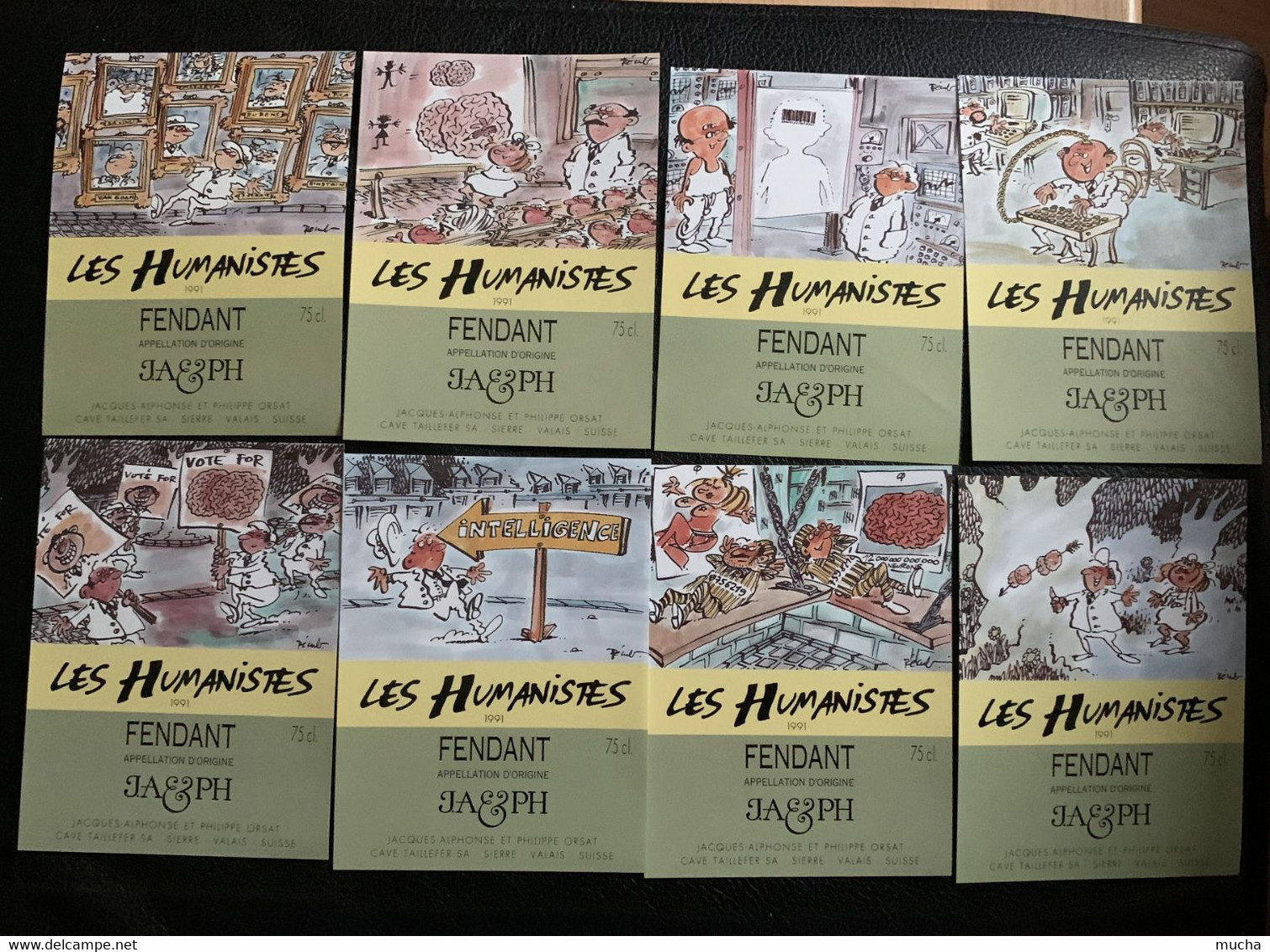19816  - Série Les Humanistes 1991 24 étiquettes Dessins De Pécub  Fendant JA & PH Orsat Cave Taillefer Sierre - Humour
