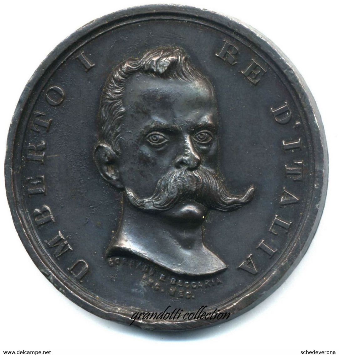 MILANO 1881 ESPOSIZIONE INDUSTRIA ITALIANA MEDAGLIA UMBERTO I RE D'ITALIA - Royaux/De Noblesse