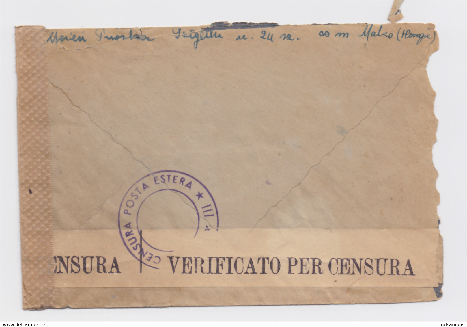 Enveloppe Postée à MAKO Hongrie 1942 Avec Tampons Et 2 Bandes De Censure Allemande Et Italienne Posta Estera En L'état - Postmark Collection