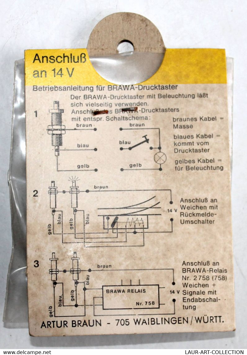 BOUTON POUSSOIR LUMINEUX ROUGE - BRAWA N°775 DRUCKTASTER BELEUCHTUNG 14V. - NEUF - MODELISME FERROVIAIRE (1712.91) - Alimentazione & Accessori Elettrici