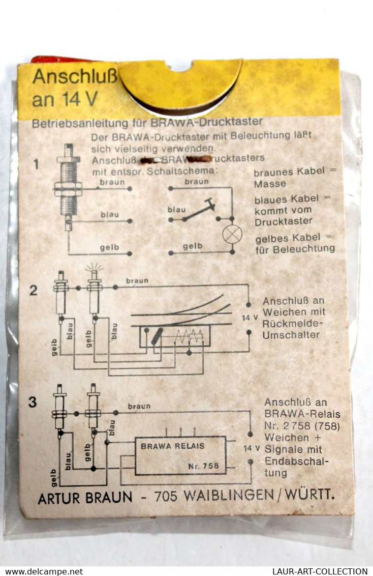 BOUTON POUSSOIR LUMINEUX VERT - BRAWA N°775 DRUCKTASTER BELEUCHTUNG 14V. - NEUF - MODELISME FERROVIAIRE (1712.92) - Alimentazione & Accessori Elettrici