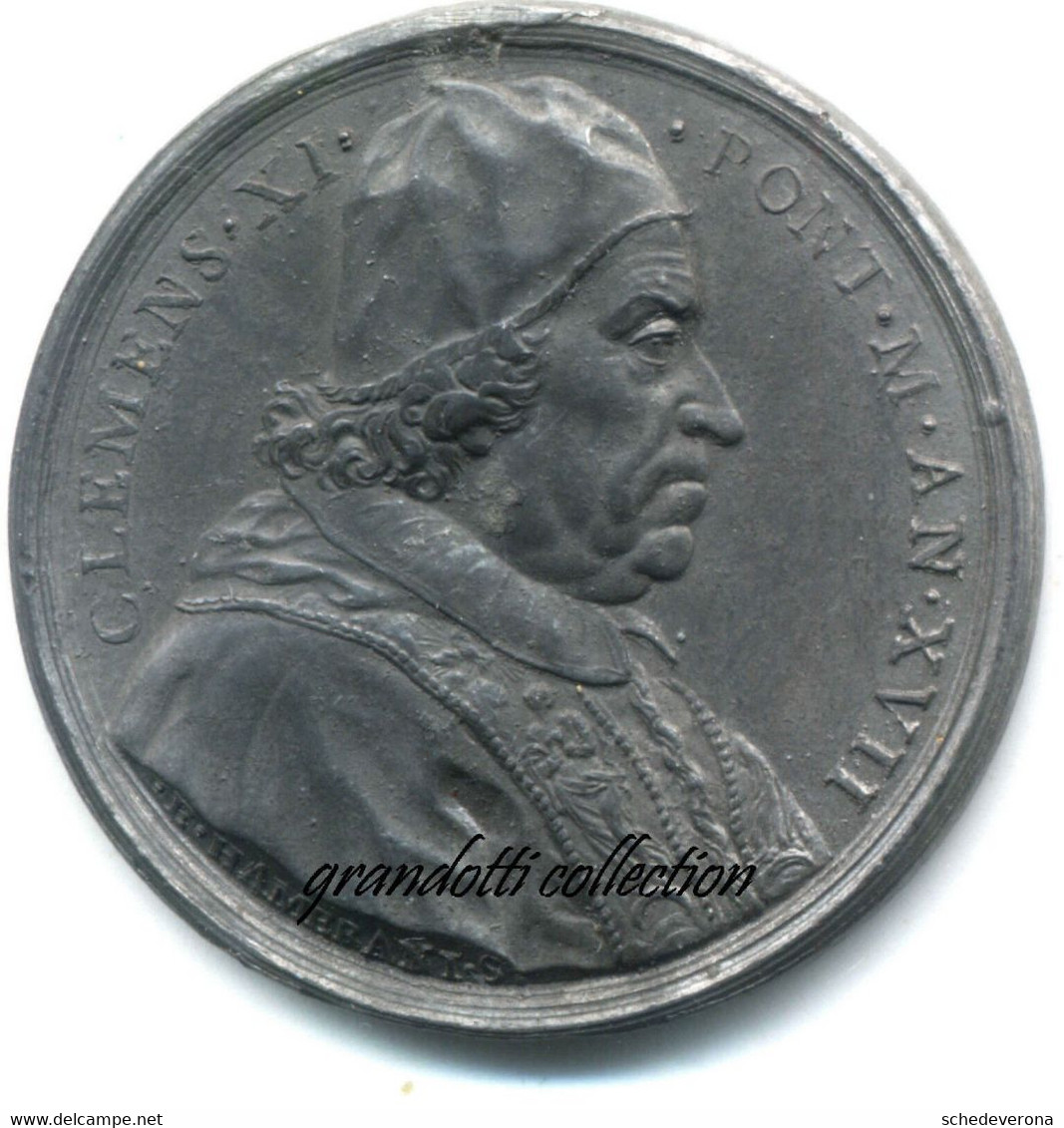 CLEMENTE XI MADONNA DEL MARATTA QUIRINALE 1717 MEDAGLIA PAPALE HAMERANI - Monarquía/ Nobleza