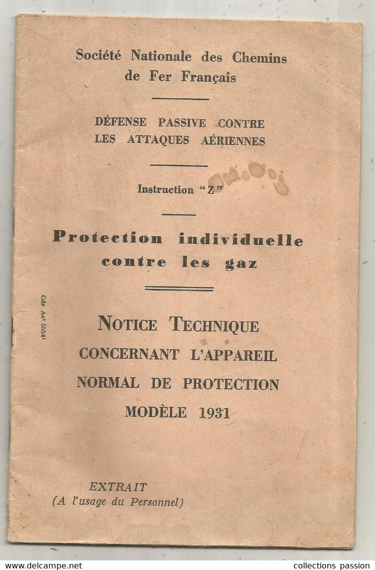 Société Nationale Des Chemins De Fer Français , Militaria, Défense Passive Contre Les Attaques Aériennes, Frais Fr 3.35e - Railway