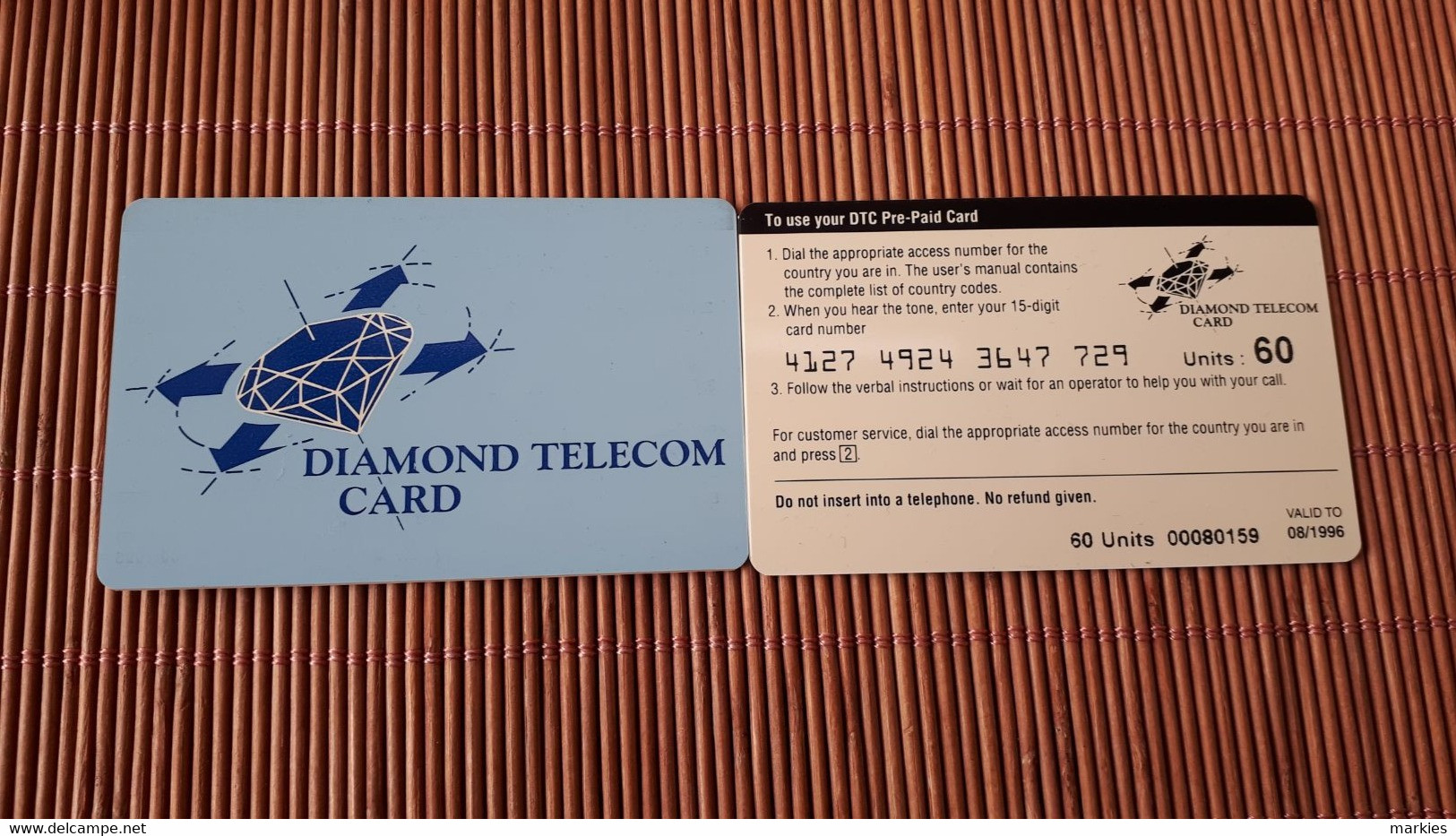 Dimaond Telecom  1 Prepaidcard 60 Uints Belgium Rare - A Identificar