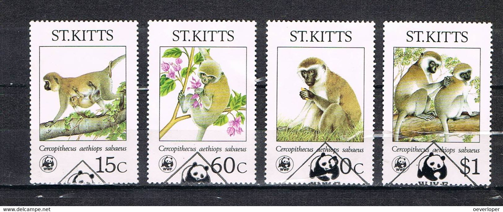 St Kitts 1986 Monkeys WWF Used - Used Stamps