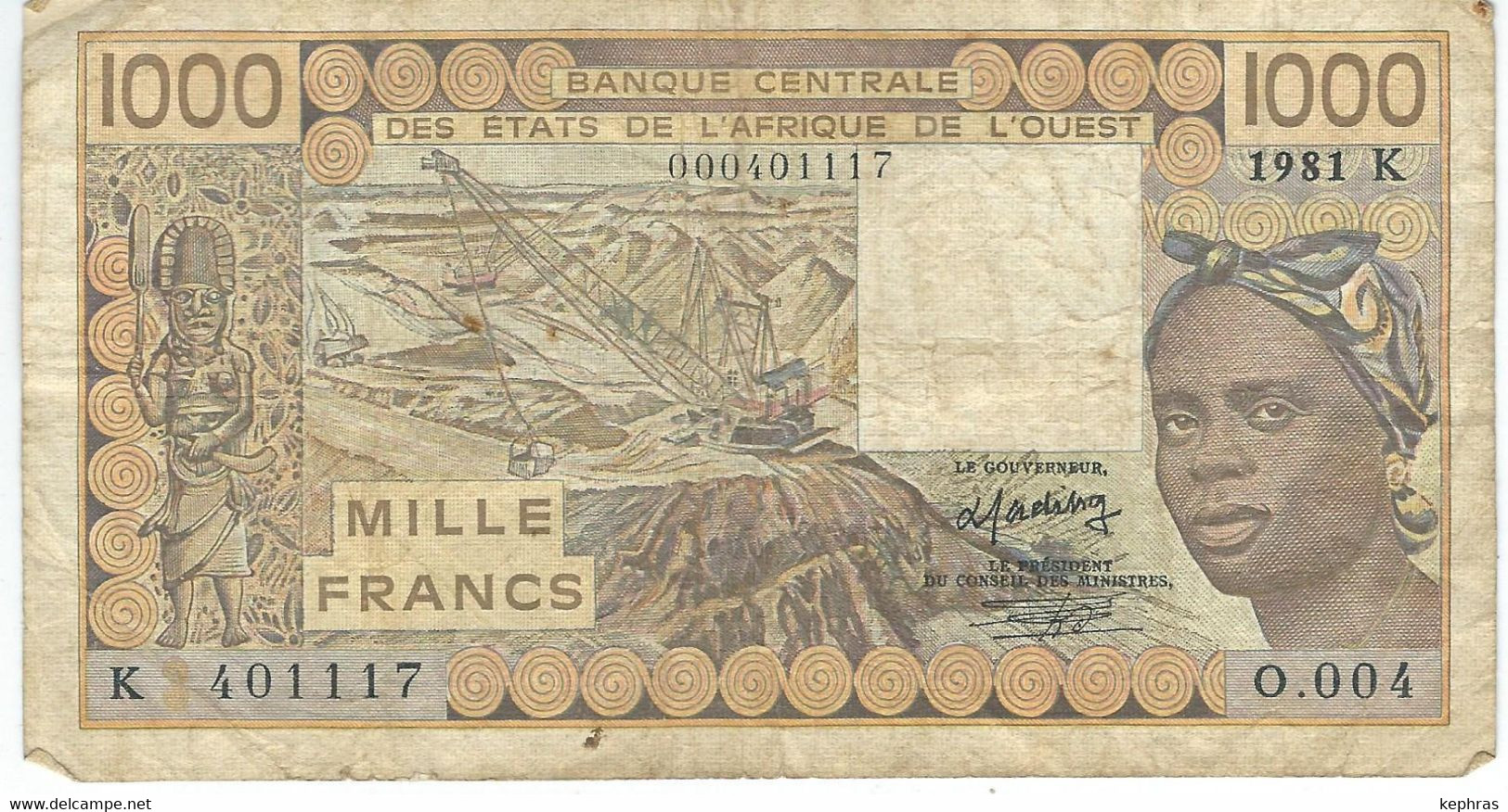 Banque Centrale Etats Afrique De L'Ouest - 1000 Francs - 1981 - Dans L'état - Otros – Africa