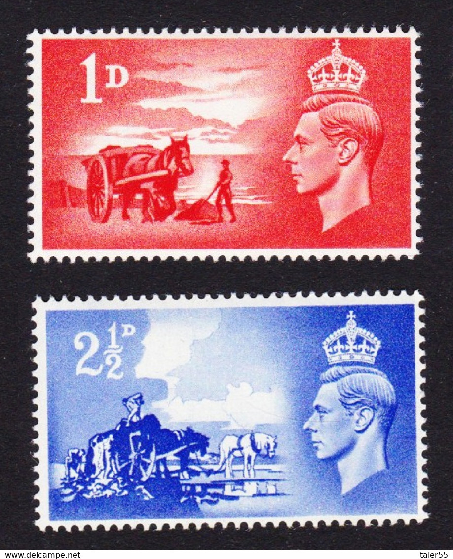 Great Britain Channel Islands Horses Third Anniversary Of Liberation 2v 1948 MNH SG#C1-2 - Unused Stamps