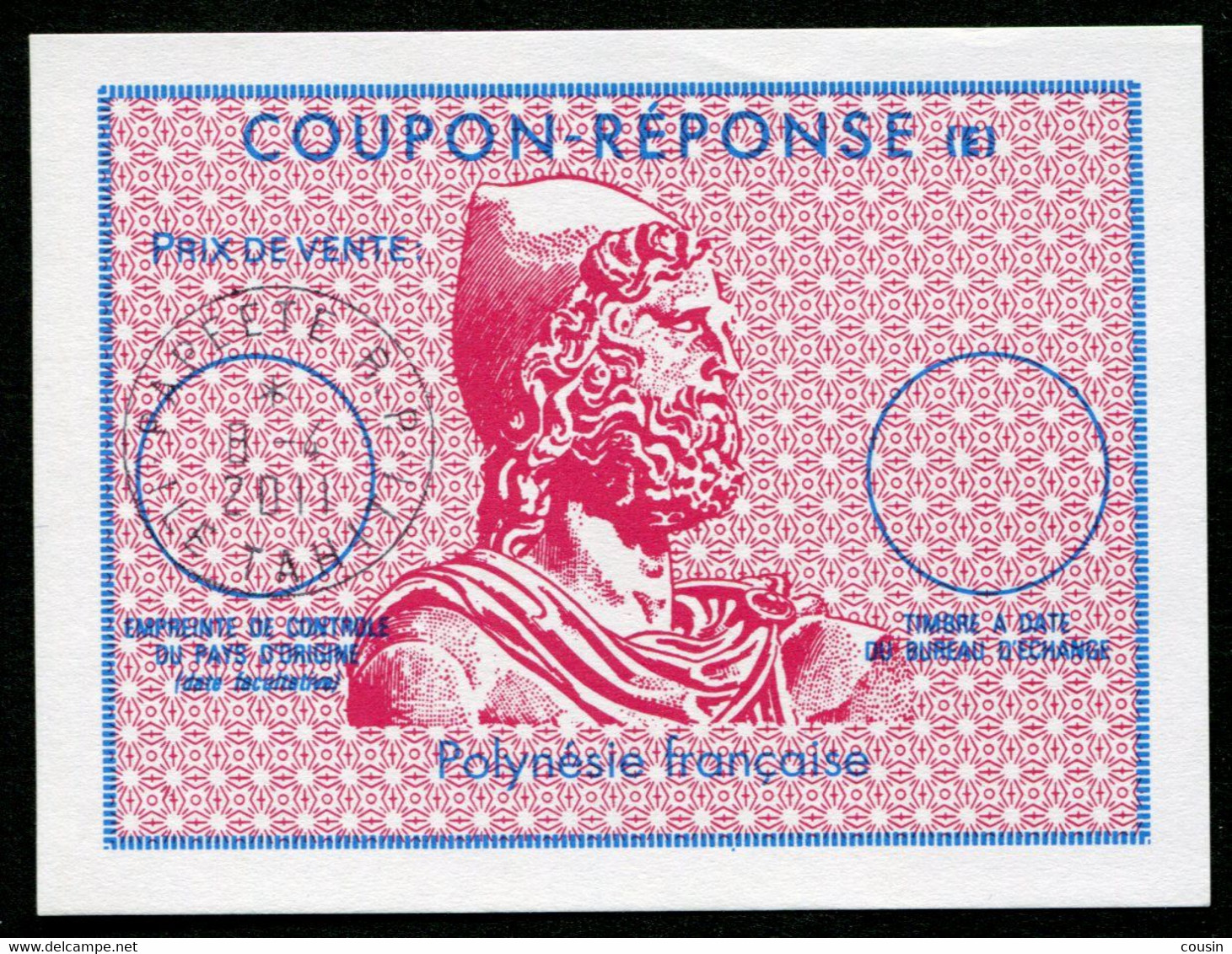 POLYNÉSIE FRANÇAISE   Coupon Très Rouge !   Coupon-réponse "E" / French Reply Coupon - Enteros Postales