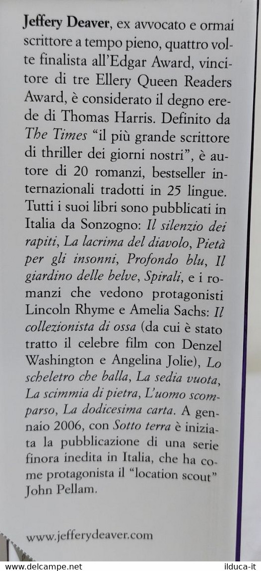 I110462 Jeffery Deaver - La Dodicesima Carta - Sonzogno 2006 - Gialli, Polizieschi E Thriller