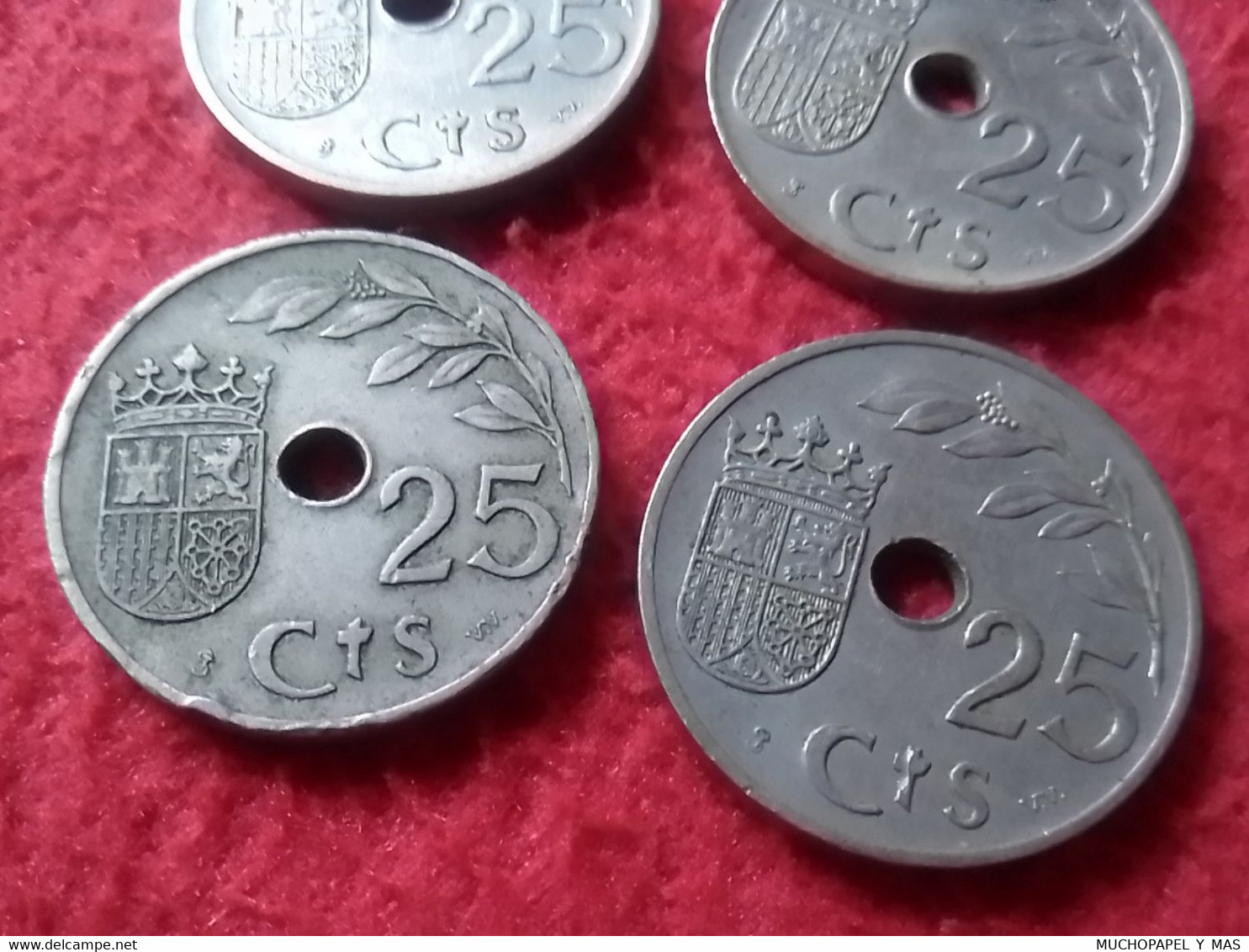 ESPAÑA SPAIN ESPAGNE LOT LOTE COLECCIÓN DE 4 ANTIGUAS MONEDAS ESPAÑOLAS 25 CTS. CÉNTIMOS OLD COINS..1937 II AÑO TRIUNFAL - Nationalist Location