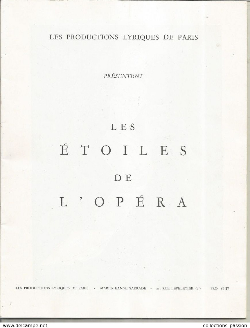 Programme, LES ETOILES DE L'OPERA, 16 Photographies,20 Publicités, Illustrateur , Signé Ludmila Tcherina, Frais Fr 4.00e - Programs