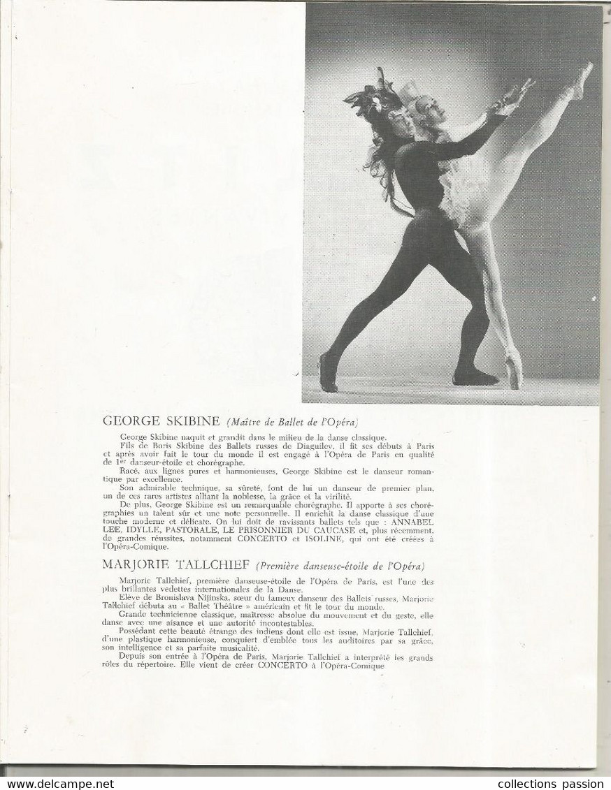 programme, LES ETOILES DE L'OPERA, 16 photographies,20 publicités, illustrateur , signé Ludmila Tcherina, frais fr 4.00e