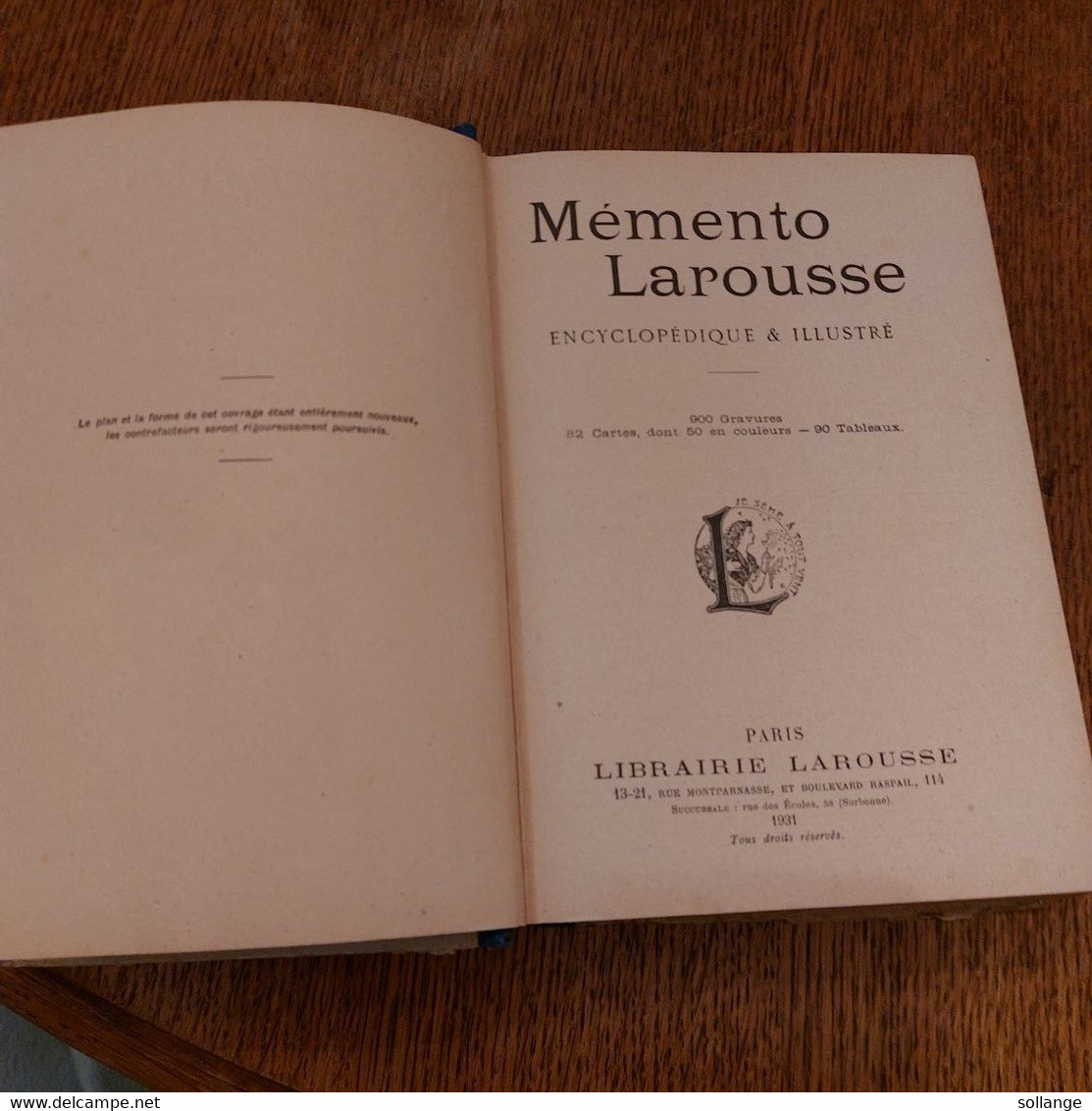 Mémento Larousse Paris 1931 - Encyclopédies