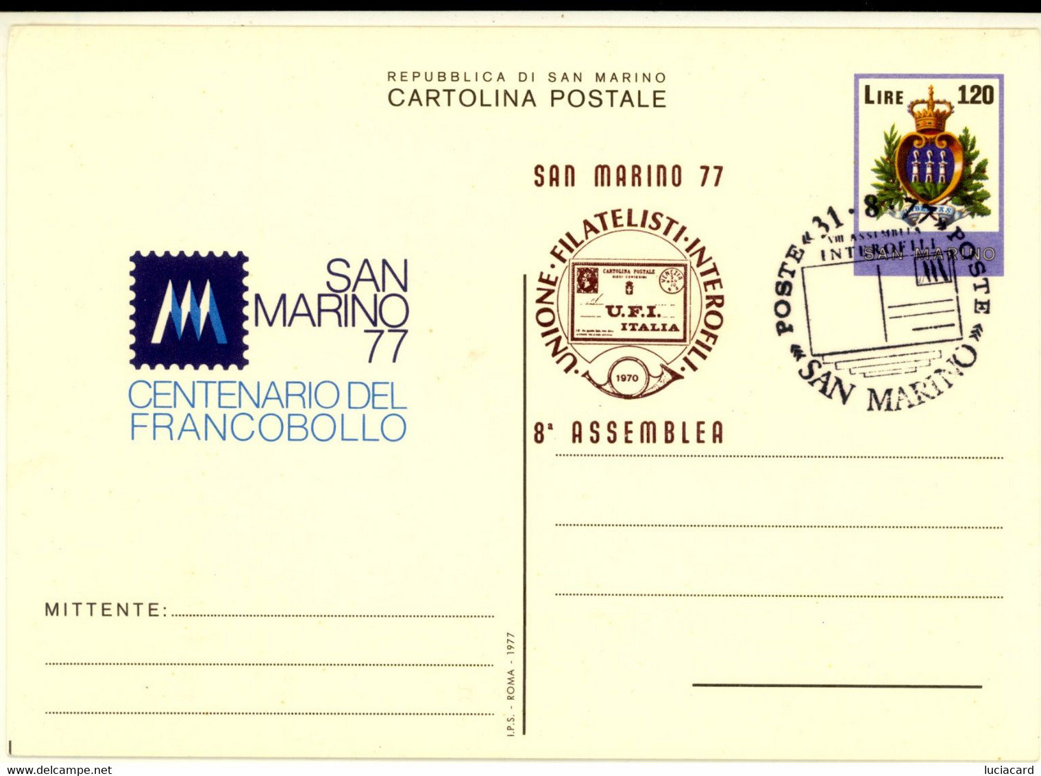 SAN MARINO 77 CENTENARIO DEL FRANCOBOLLO - Gebruikt