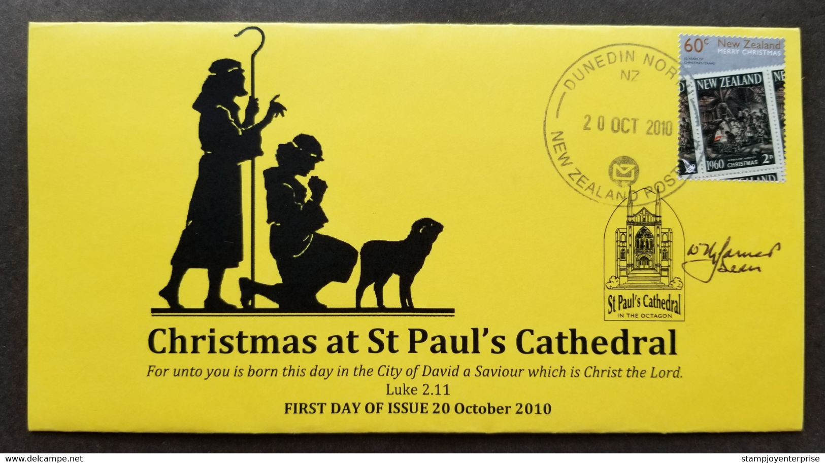 New Zealand Christmas At St Paul's Cathedral 2010 (FDC) *signed *rare *limited - Storia Postale