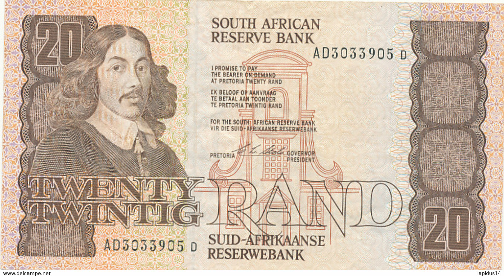 BILLET  SOUTH AFRICAN   RESERVE BANK   20  TWENTY - Sudafrica