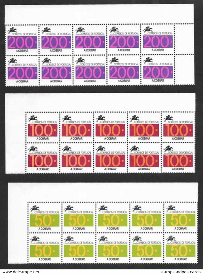 Portugal Timbre-taxe Port Dû 1992-93 Af. 82-89 X 10 Coin De Feuille ** Portugal Postage Due 1992-93 X 10 Sheet Corner ** - Nuevos