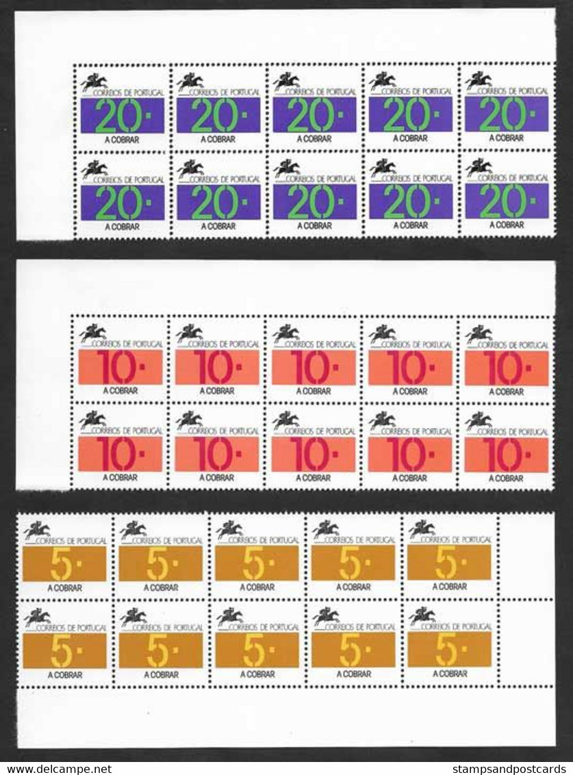 Portugal Timbre-taxe Port Dû 1992-93 Af. 82-89 X 10 Coin De Feuille ** Portugal Postage Due 1992-93 X 10 Sheet Corner ** - Ungebraucht