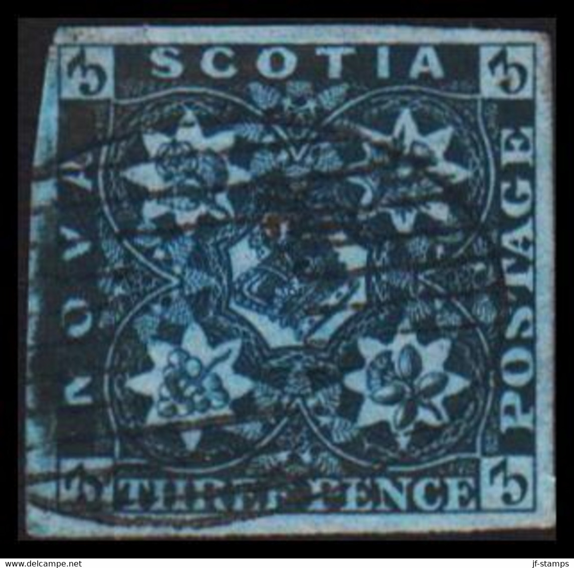 1851-1857. NOVA SCOTIA CROWN IN ORNAMENT THREE PENCE. Small Thin Spot.  - JF528313 - Covers & Documents