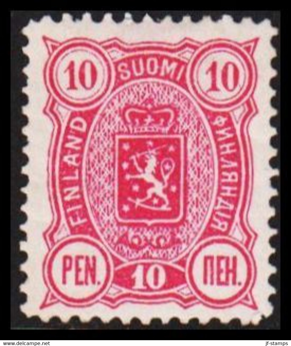 1889. Coat Of Arms. "Three-numbered". Perf. 12½. 10 P. Red. Hinged.  (Michel 29Ab) - JF528331 - Ungebraucht