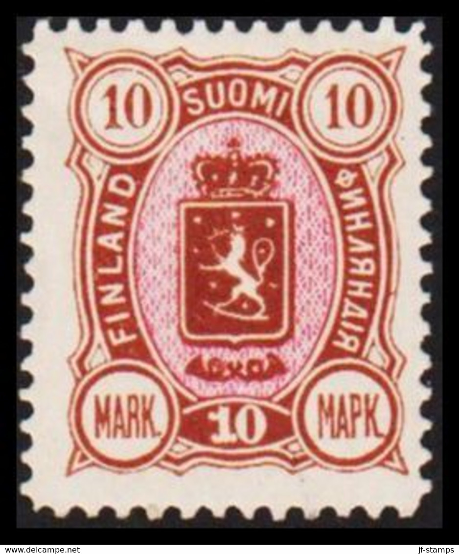 1889. Coat Of Arms. "Three-numbered". Perf. 12½. 10 Mk. Brown/red. Hinged. (Michel 34) - JF528336 - Nuevos