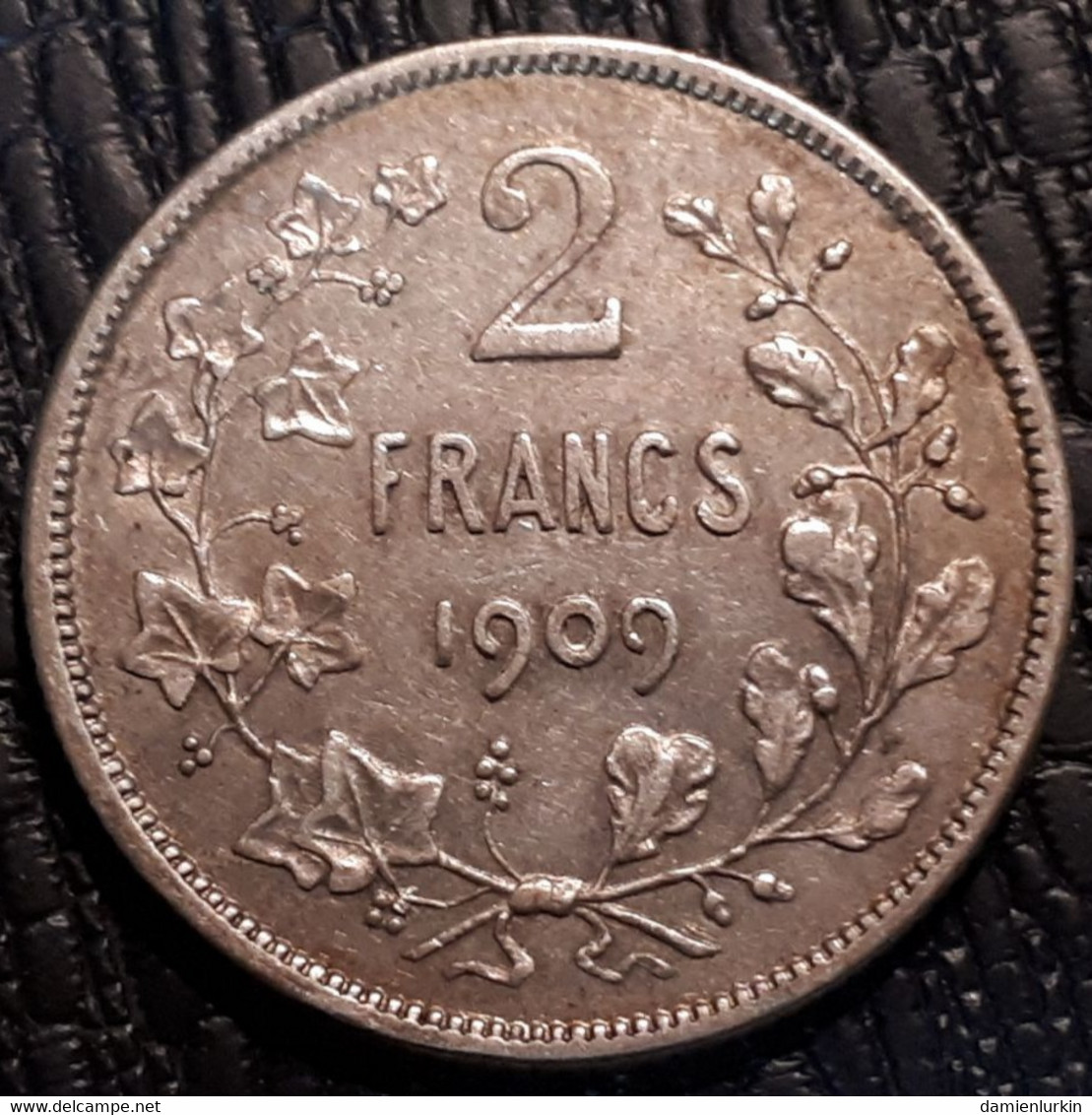 BELGIQUE LEOPOLD II BELLE 2 FRANCS 1909 AVEC POINT ARGENT/ZILVER/SILBER/SILVER ONLY 1.000.000 COTES : 9€-45€-90€-.. - 2 Frank