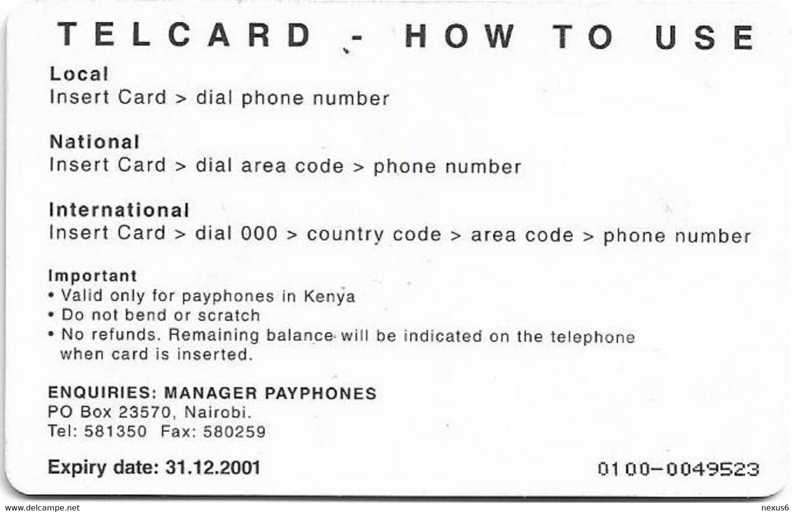 Kenya - KPTC - Orange Handset, 31.12.2001, Gem5 Red, 100Sh, Used - Kenya