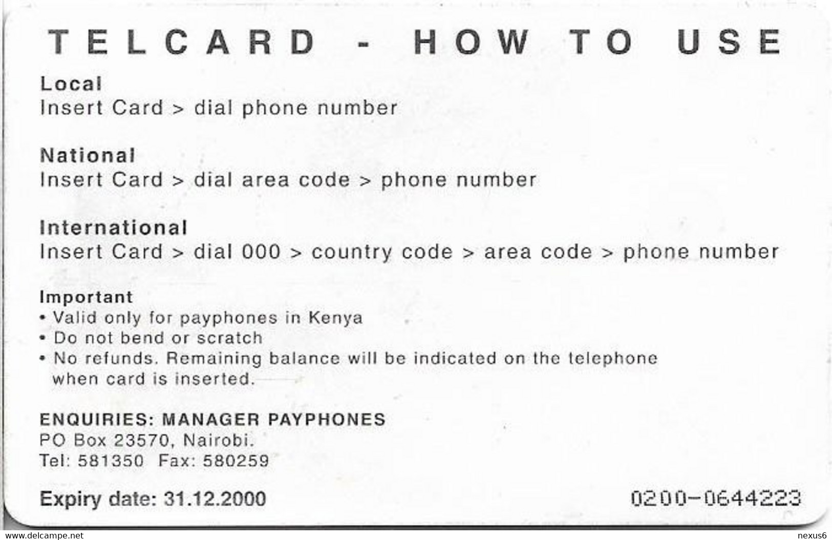 Kenya - KPTC - Orange Handset, 31.12.2000, Gem5 Red, 200Sh, Used - Kenya